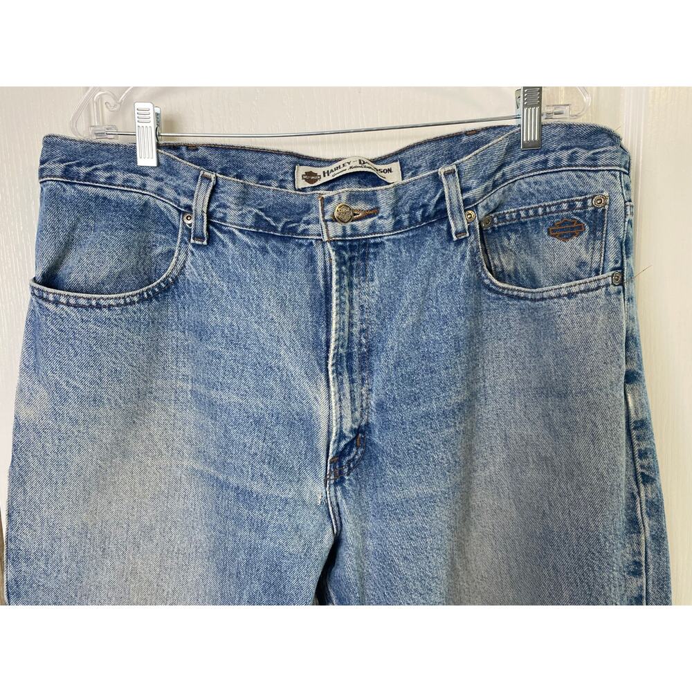 Harley-Davidson Men's Blue Denim Straight Leg Jeans Size 40x30 Flaw - Picture 6 of 10